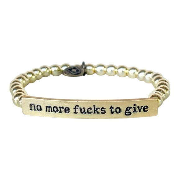 No F**ks To Give Gold Toned Beaded Stretch Bracelet - Picture 1 of 1